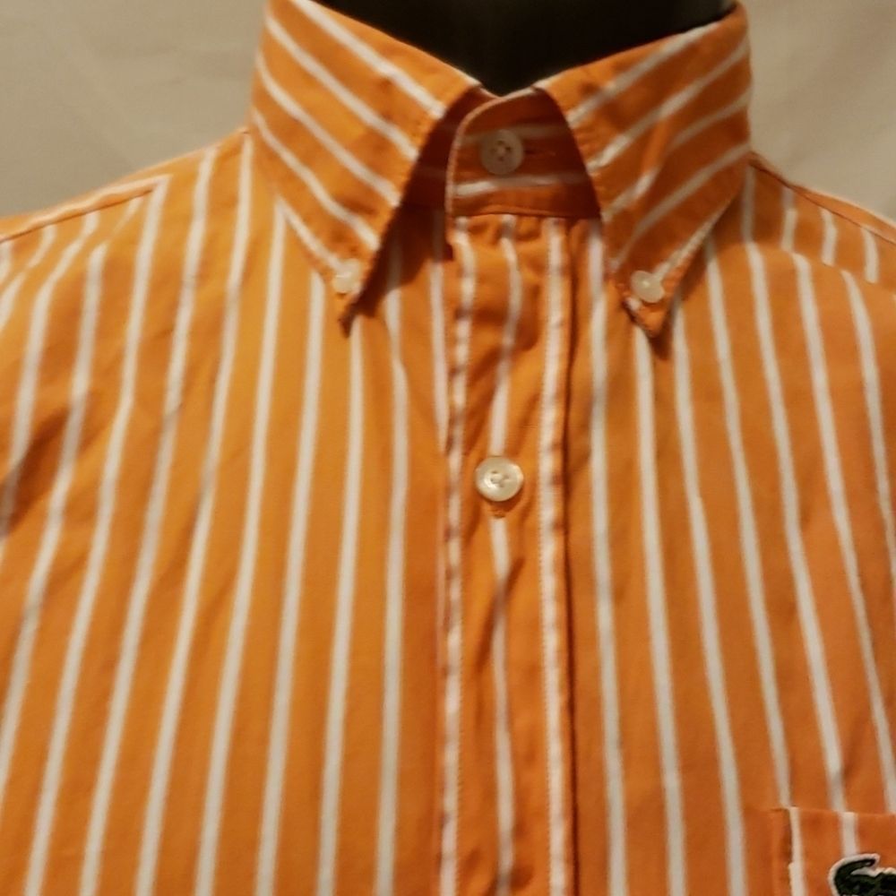 LACOSTE Orange Regular Fit Dress Shirt Sz 38 - Picture 2 of 10